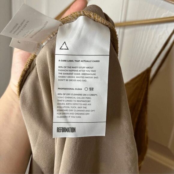 Reformation Gold Velvet Silk Sleeveless Larson Slip Dress Sz L Whimsygoth Formal - Picture 8 of 8